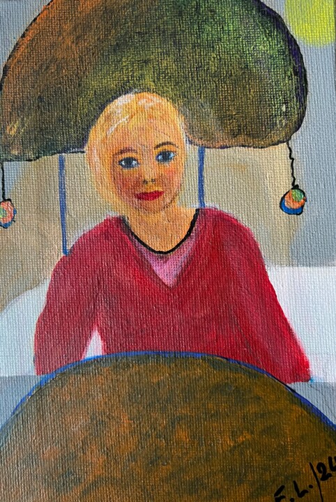 Le pull rouge 绘画, 7.1x4.7 in