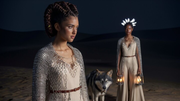 Цифровое искусство под названием "Guerriers" - Pavel Apilat, Подлинное произведение искусства, Изображение, сгенерированное…