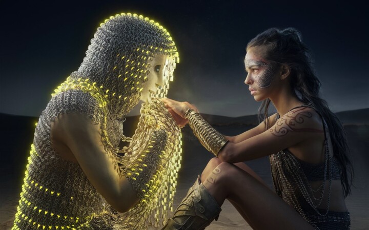 Цифровое искусство под названием "Le Toucher de la Lu…" - Pavel Apilat, Подлинное произведение искусства, Изображение, сгене…