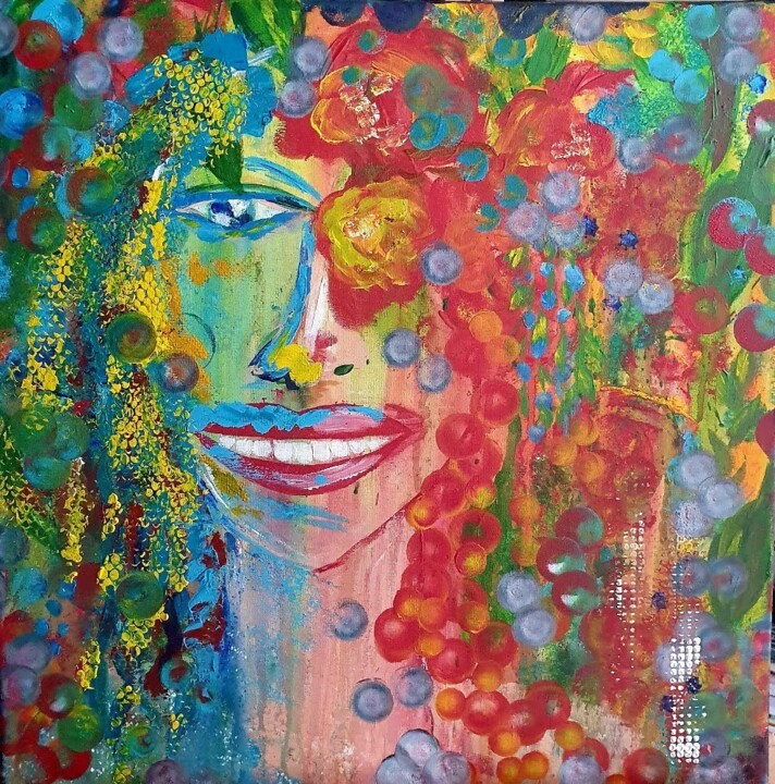 Jungle Flower Girl 绘画, 19.7x19.7 in