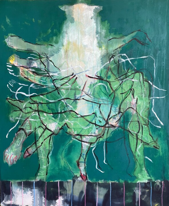 Dance Of the Wolves #3 绘画, 47.2x39.4 in