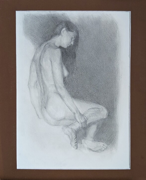 Seated nude 绘画, 14.2x11.8 in