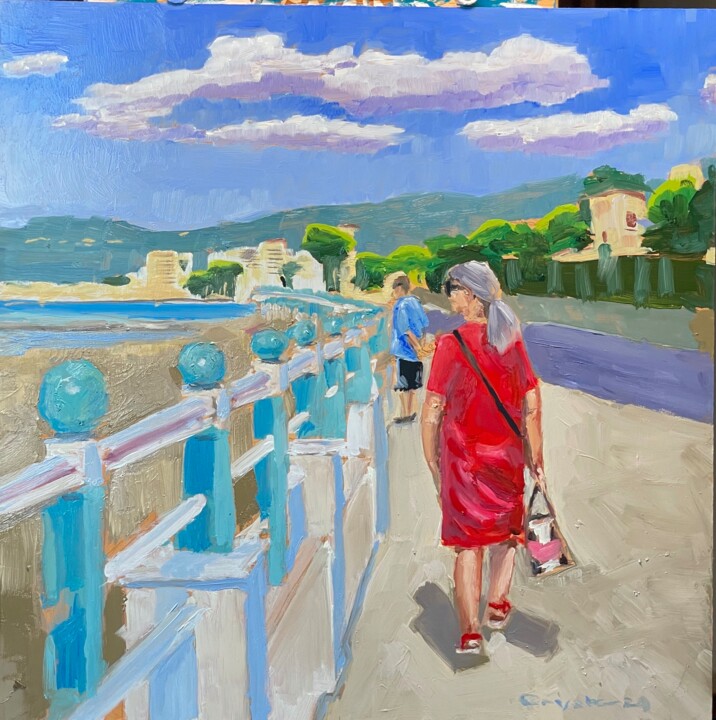 Painting titled "Al mare 03" by Vito Consalvo, Original Artwork, Oil Mounted on Wood Panel