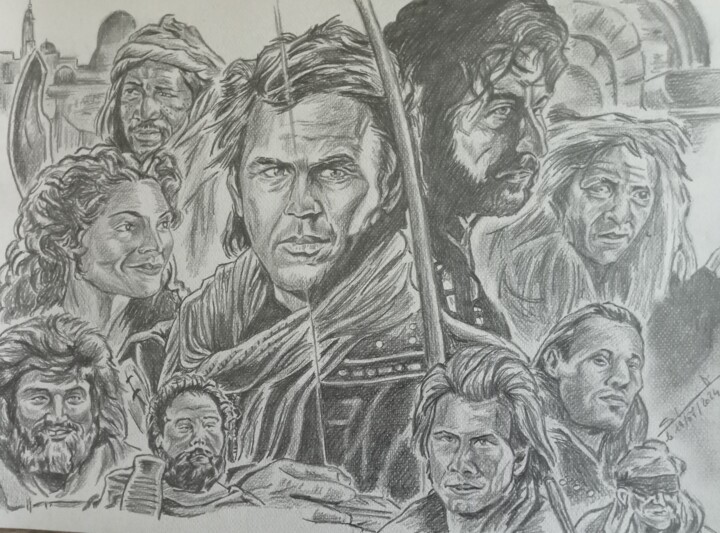 Illustration du film Robin des Bois réalisé aux crayons 图画, 11.7x16.5 in