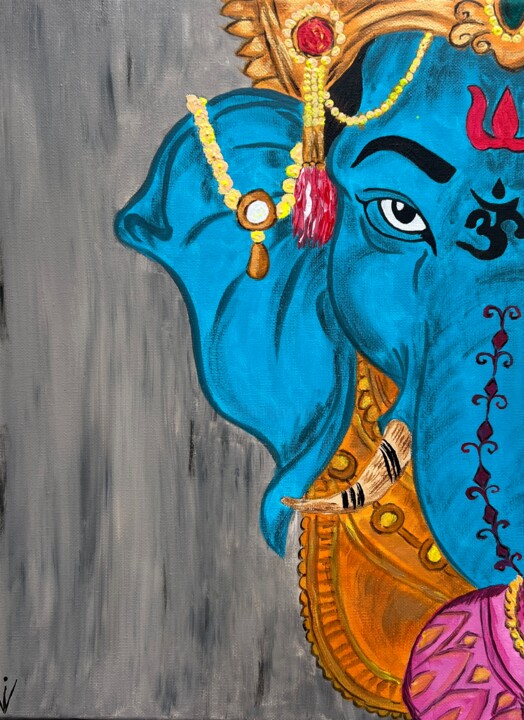 Ganesha Painting, 15.8x11.8 in