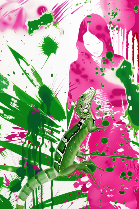 Pink Iguana Girl 数字艺术