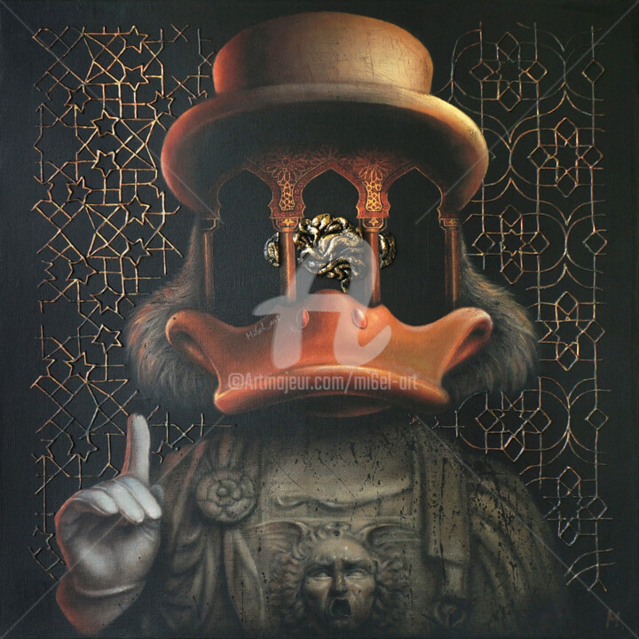 Scrooge's golden mind_ 絵画, 31.5x31.5 in