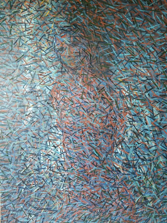 Painting titled "Bound" by Atom Hovhanesyan, Original Artwork, Oil Mounted on Wood Stretcher frame