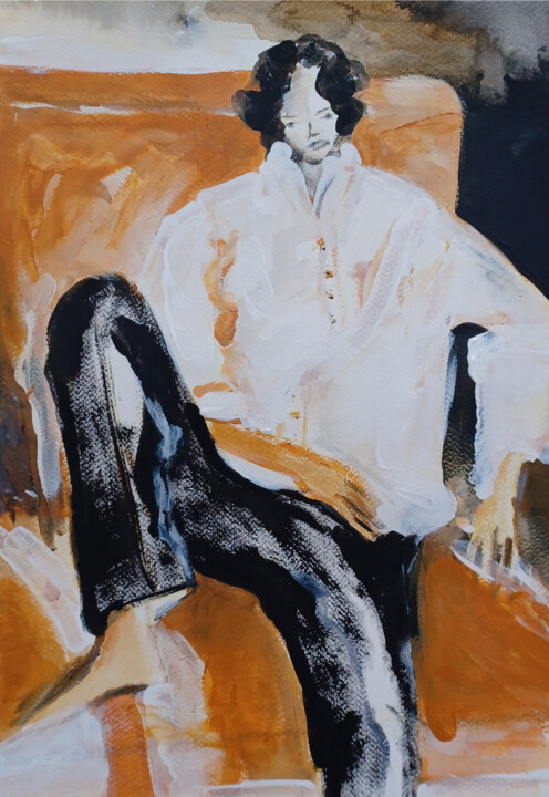 Chilling 绘画, 16.5x11.7 in