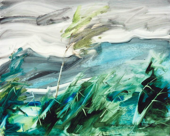 Peinture intitulée "Alone in the storm" par Simone Romani, Œuvre d'art originale, Huile Monté sur Panneau de bois