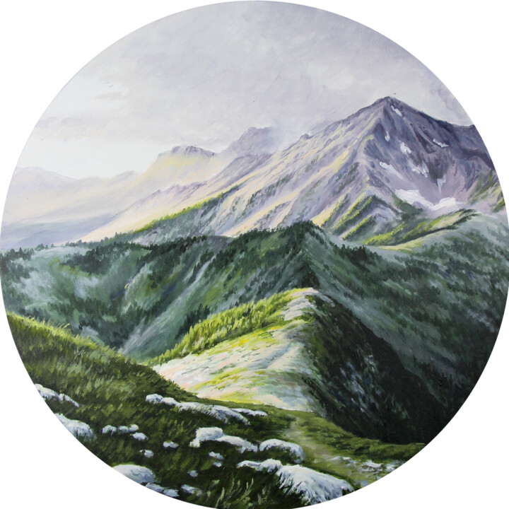 Mountain sunny landscape 绘画, 23.6x23.6 in