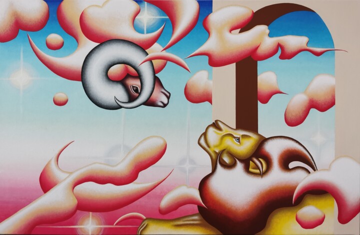 Les Amoureux du Ciel 绘画, 25.6x39.4 in