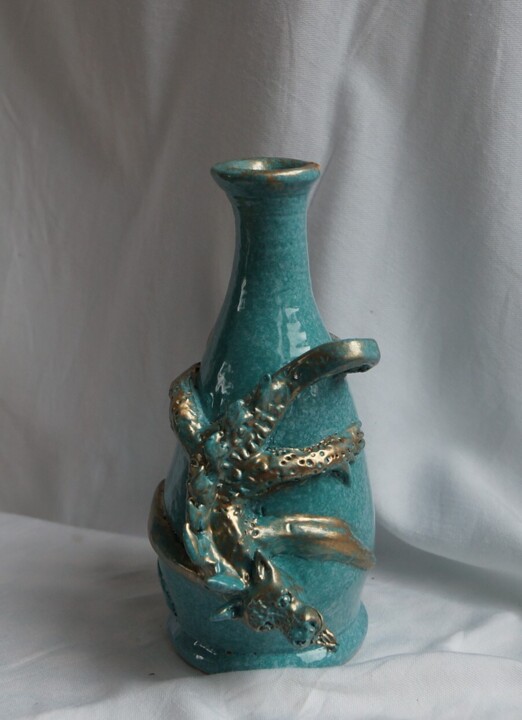 Vase dragon 雕塑, 7.5x4.3 in