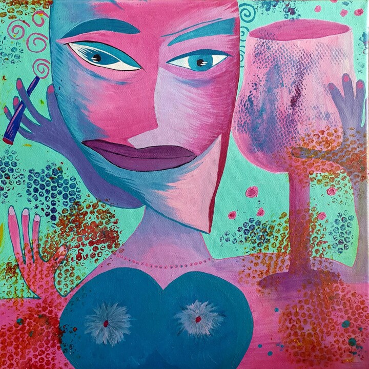 Oh je, Schnapsidee 绘画, 19.7x19.7 in