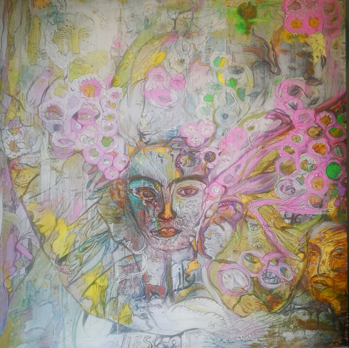 Peinture intitulée "Abricodéal" par Abricodéal Îles, Œuvre d'art originale, Acrylique Monté sur Châssis en bois
