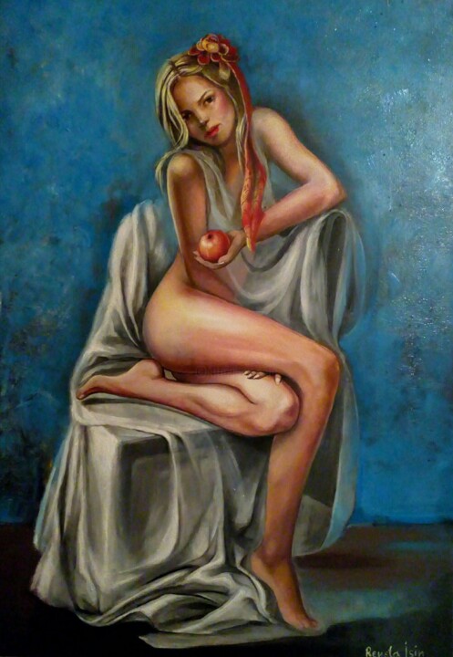 Nicole and The Red Apple Schilderij, 39,4x27,6 in