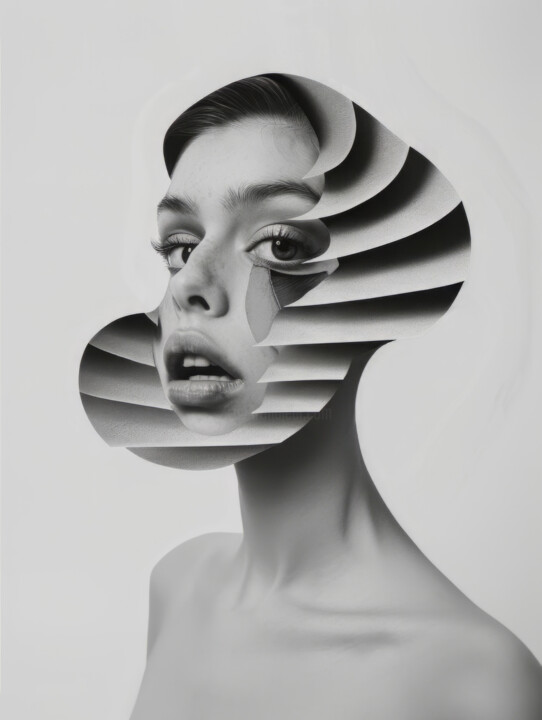 Surreal Woman Portrait BW 2 数字艺术