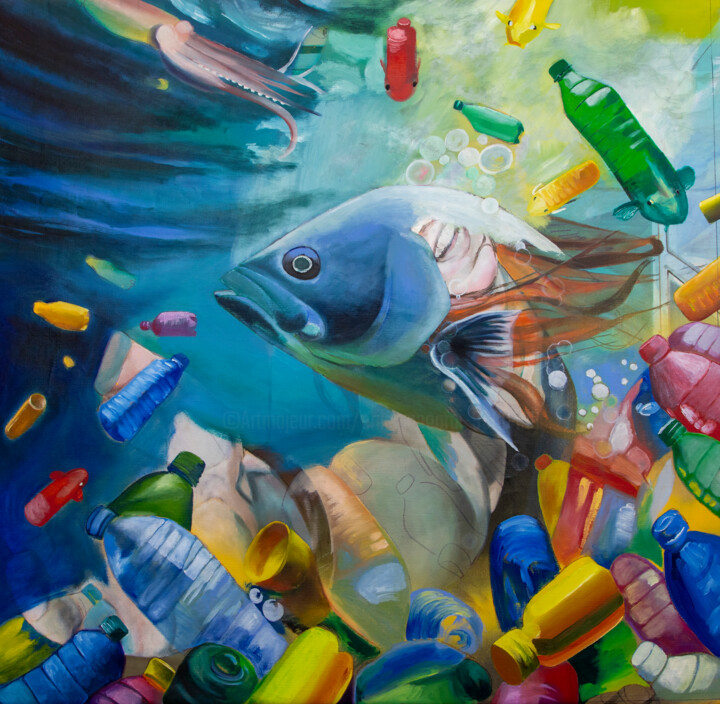 Schilderij getiteld "Ombra del progresso…" door Erika Anoardi, Origineel Kunstwerk, Olie