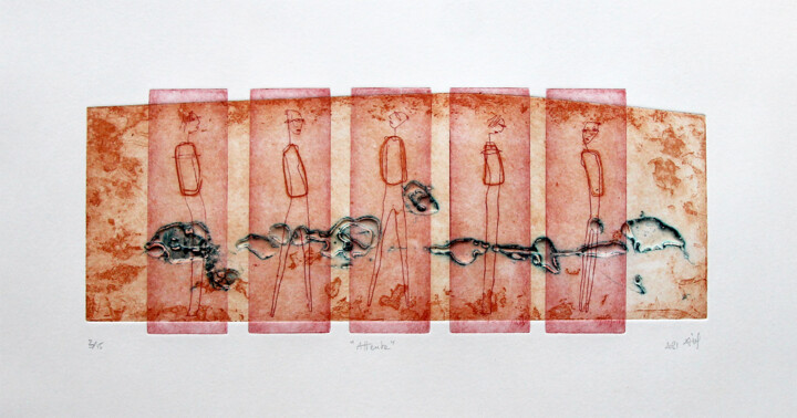 Prenten & gravures getiteld "Attente" door Barbara Viel, Origineel Kunstwerk, Gravure
