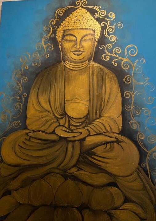 Painting titled "Budha blij" by Lau Solano, Original Artwork, Acrylic