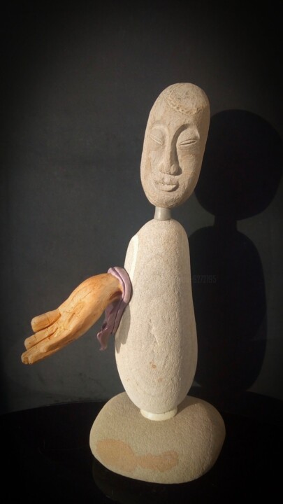 蓬門君開 雕塑, 14.6x6.7 in