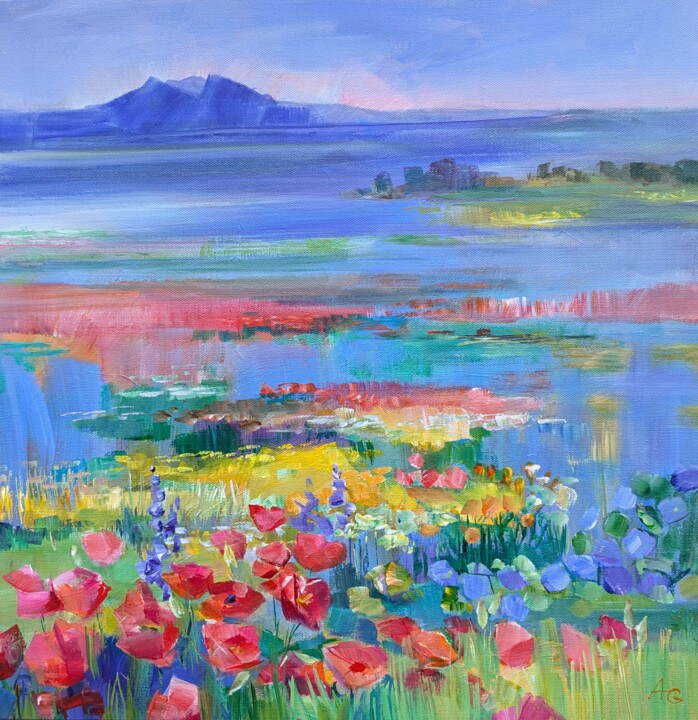 Painting titled "spring (7 poppies)" by Armen Ghazayran (Nem), Original Artwork, Acrylic