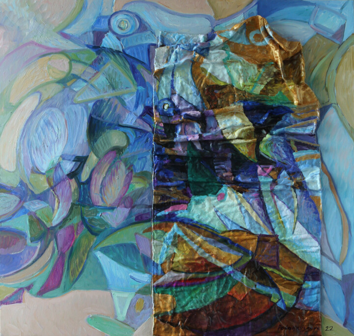 Painting titled "Composition № 50" by Marina Podgaevskaya, Original Artwork, Oil Mounted on Wood Stretcher frame