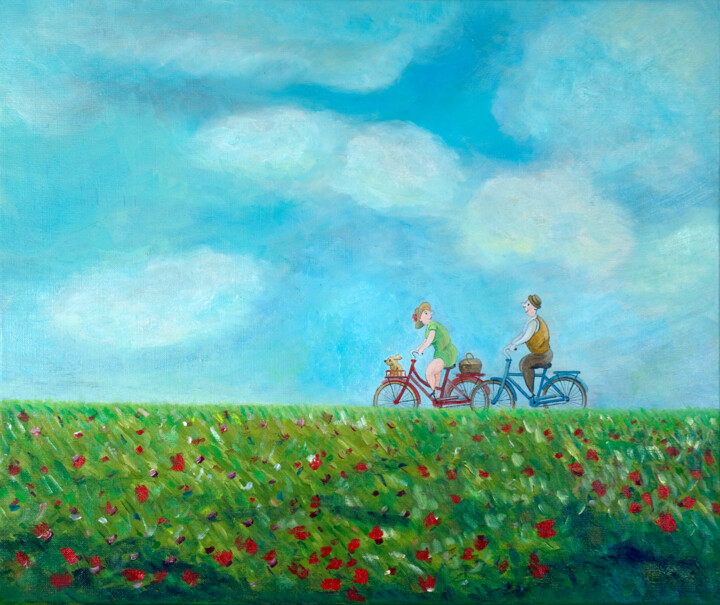 Painting titled "L'impressionniste i…" by Bruno Aimetti, Original Artwork, Oil Mounted on Wood Stretcher frame