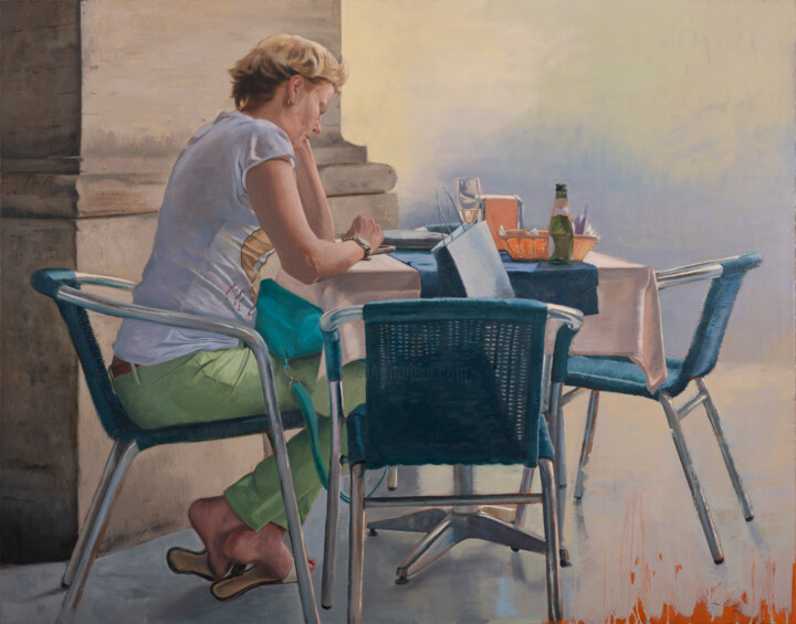 Café en Roma 绘画, 44.9x57.5 in