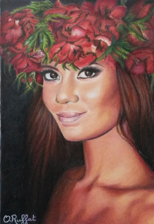 Portrait d'une vahinée 绘画, 11.2x7.7 in