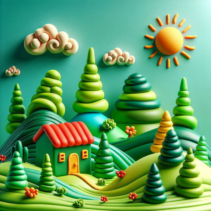 Whimsical Solitude: A Joyful Retreat in Nature 数字艺术