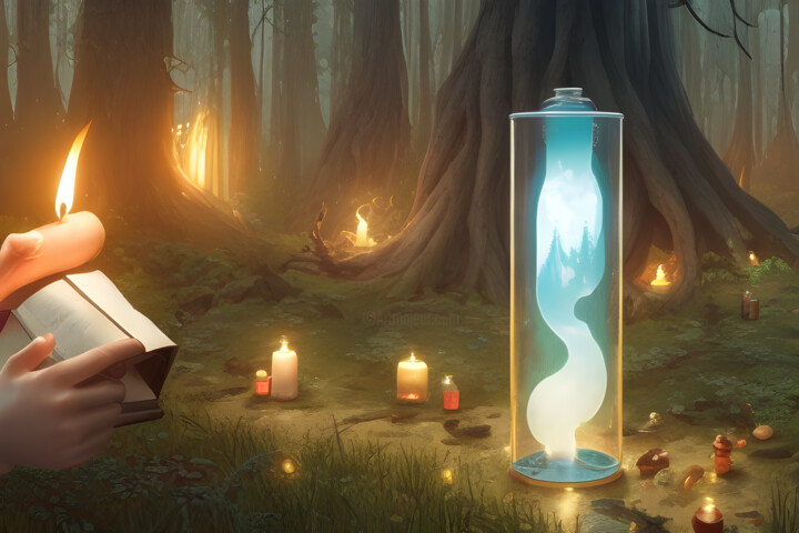 Arts numériques intitulée "Sablier Magique" par Frraincky, Œuvre d'art originale, Image générée par l'IA