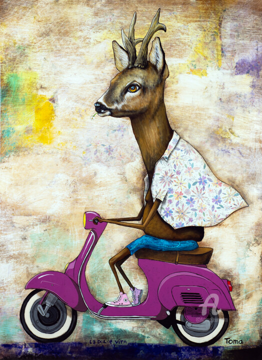 La Dolce Vita 绘画, 43.3x31.5 in