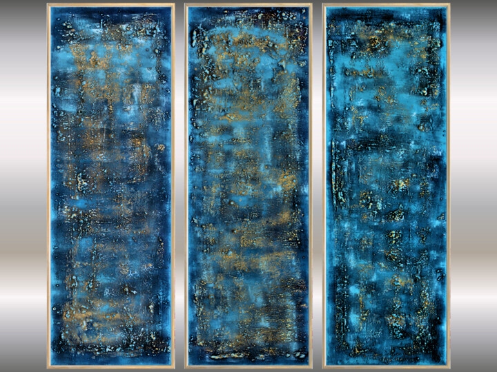 Pintura titulada "Blue Fantasies" por Edelgard Schroer, Obra de arte original, Acrílico Montado en Bastidor de camilla de ma…