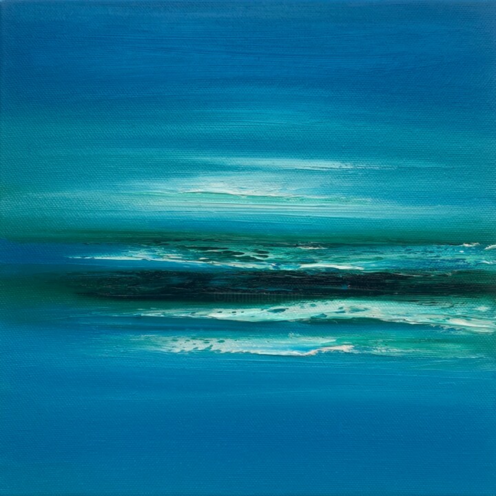 Painting titled "While the Waves Rol…" by Julia Everett, Original Artwork, Oil Mounted on Wood Stretcher frame