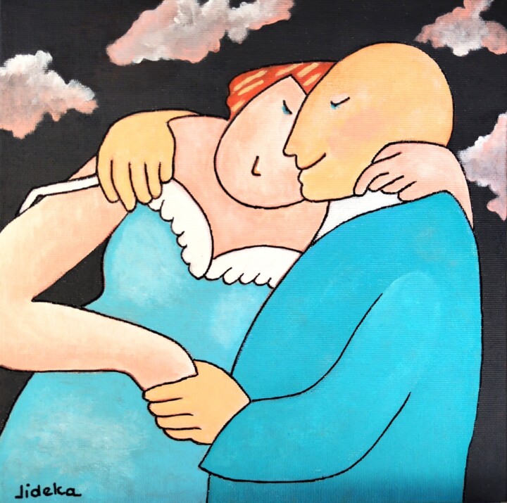 Pintura titulada "Romance" por Jocelyne Deschamps-Kus, Obra de arte original, Acrílico Montado en Otro panel rígido