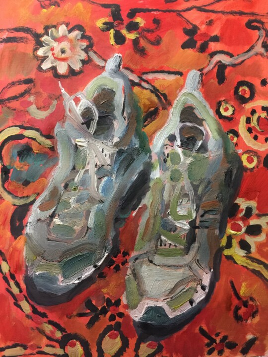 Кроссовки на ковре 绘画, 16.5x11.7 in