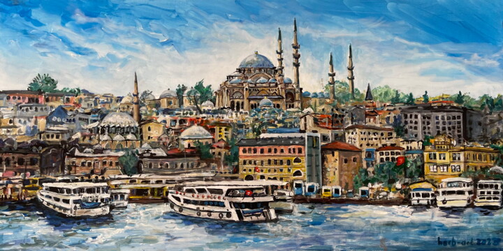 Istanbul 绘画, 19.7x39.4 in