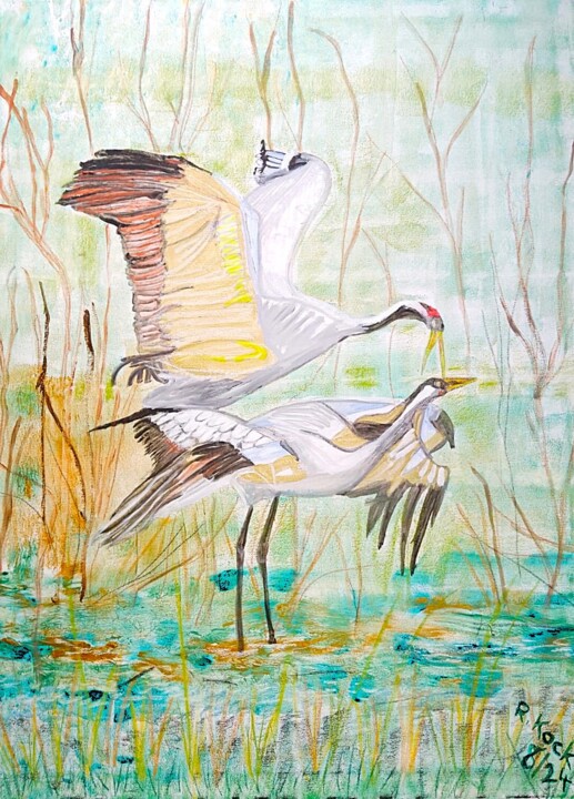 Dance of the cranes 绘画, 31.5x23.6 in