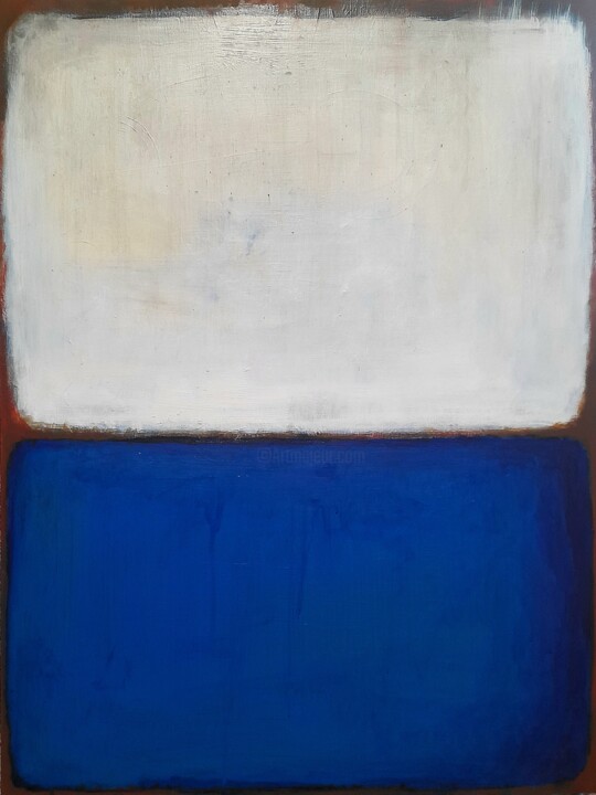 Schilderij getiteld ""White, blue" Rothk…" door Alessio Mariotto, Origineel Kunstwerk, Acryl Gemonteerd op Karton