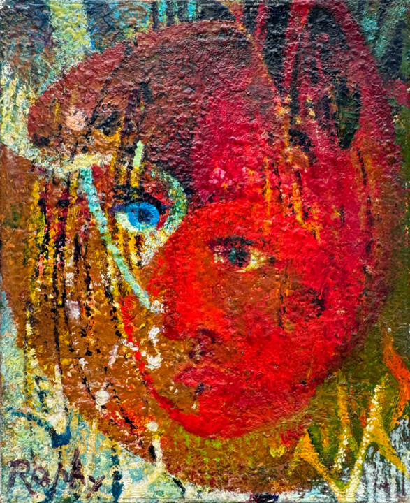 Peinture intitulée "Femme noisette" par Raphy, Œuvre d'art originale, Huile Monté sur Panneau de bois