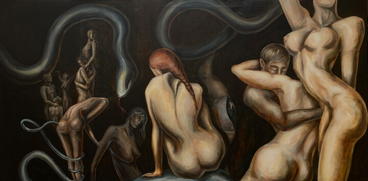 Painting titled "The Last Orgy" by Tayisiya Shovgelia, Original Artwork, Acrylic