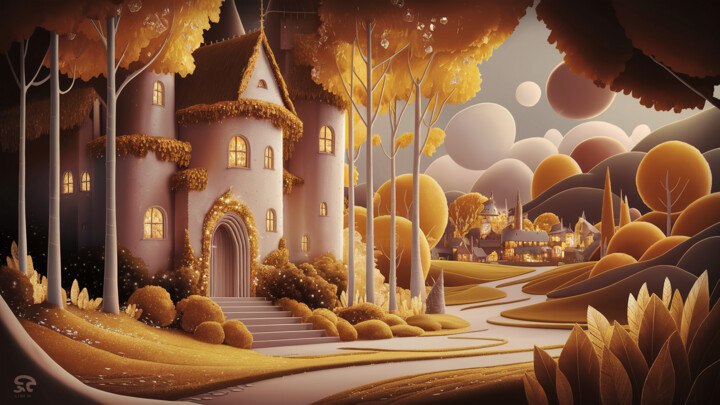 Цифровое искусство под названием "Elven Castle" - Pavel Apilat, Подлинное произведение искусства, 3D моделирование