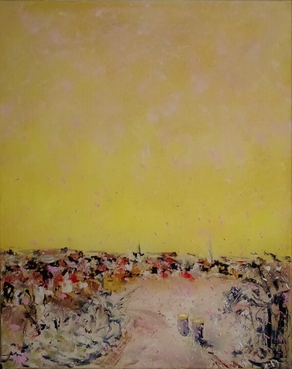 Peinture intitulée "Il neige sur Amiens" par Daniel Mangin, Œuvre d'art originale, Huile Monté sur Châssis en bois