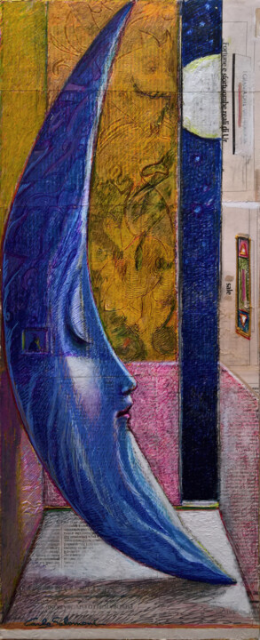 RISING MOON 绘画, 23.6x9.3 in