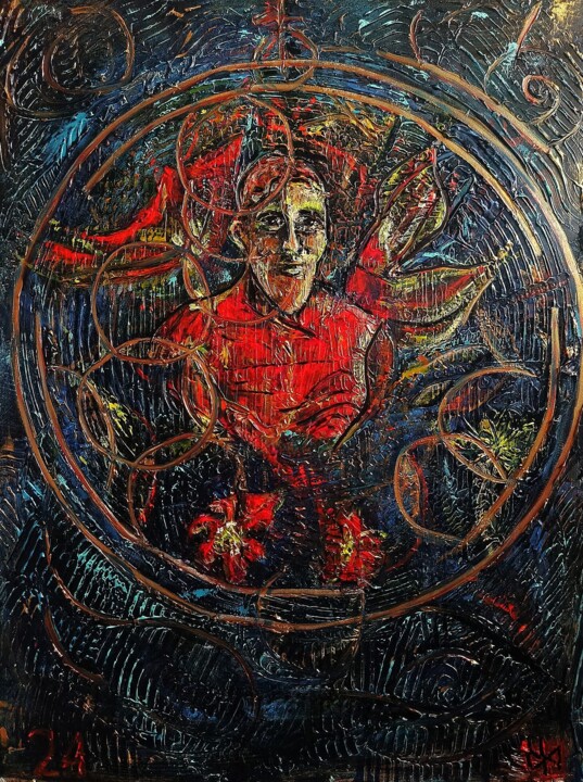 La fleur de vie et la vision de saint Paul 绘画, 31.5x23.6 in