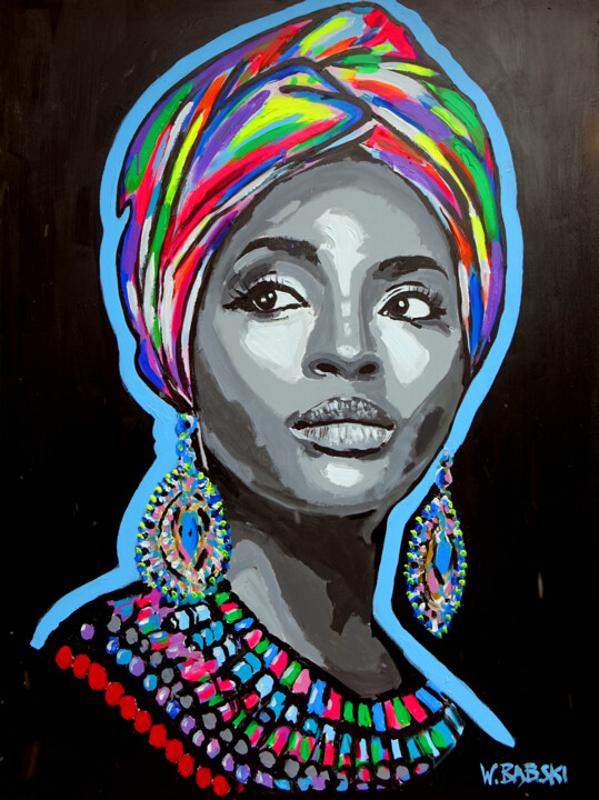 제목이 "Lady in a Turban"인 미술작품 Wojciech Bąbski로, 원작, 아크릴