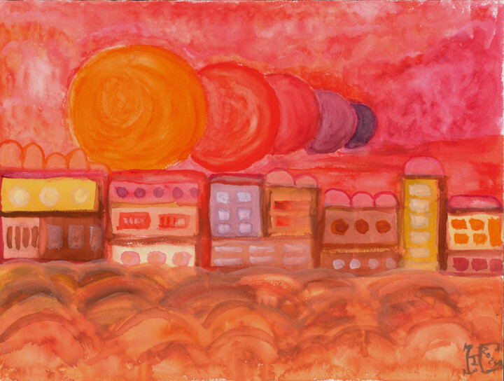 red suns 绘画, 11.8x15.8 in