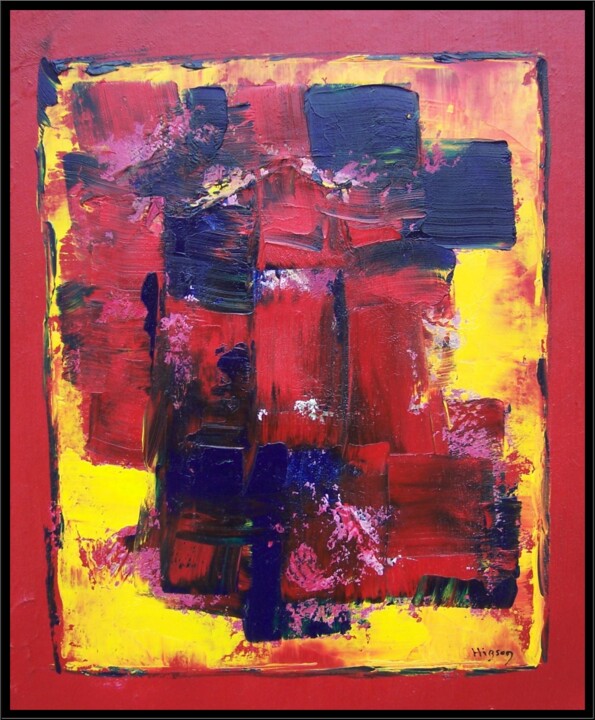 Painting titled "Abstraction 2" by Sandrine Hirson, Original Artwork, Oil Mounted on Wood Stretcher frame