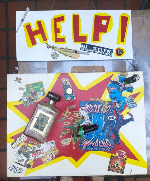 Superhero " HELP " me Collages, 27,6x19,7 in